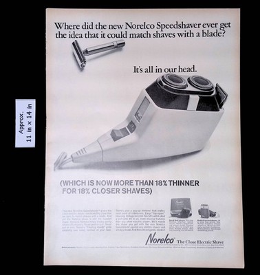 1965 Philips Norelco The Close Electric Shave New Speedshaver Print Ad 56333
