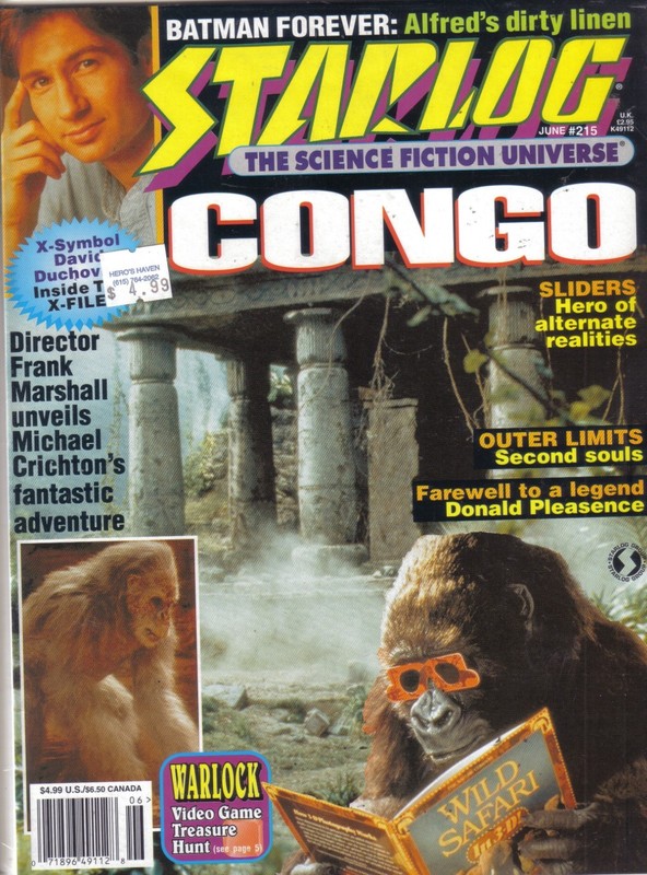 STARLOG MAGAZINE JUNE 1995 #215 CONGO, DAVID DUCHOVNY, WARLOCK
