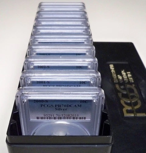LOT of 10 10c SILVER PCGS PR70DCAM ROOSEVELT 2000 2001 2002 2003-2009 PROOF DIME