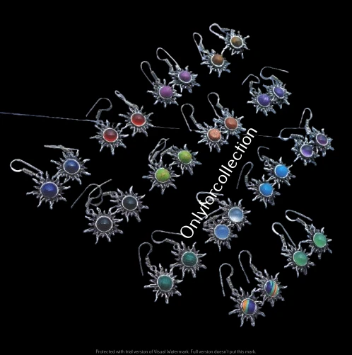 Lote de pendientes de calcedonia y mezcla de piedras preciosas enchapados en plata de ley 925 joyas a granel Foto 2 de 4