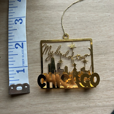 Marshall Fields 3D Chicago Skyline 24kt Gold Finish Christmas Ornament
