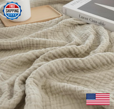 KyraHome Cotton Throw Blankets for Bed, 90"x90" Queen, 100% Organic Cotton Blank