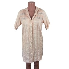 Vintage Rachele Creazioni Moda Italy Pink Cotton Dress Small floral lace pintuck