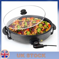 1500W Electric Frying Pan 42cm Nonstick Skillet Multi Cooker with Glass Cover UK
