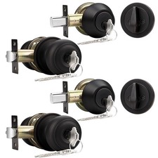 Probrico Keyed Alike Entry Door Knob and Single Cylinder Deadbolt Lockset, Oil