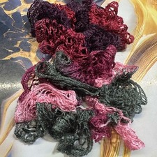 NEW hand made crocheted hair tie scrunchies pinks purple grey set of 2