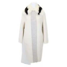 FENDI Cashmere Coat Fox Fur Collar Ivory 36 Used