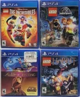 PS4 4 Game Lot - Aladdin / Lion King, Lego Hobbit, Incredibles & Jurassic World