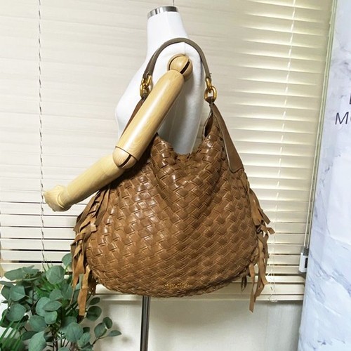 Miu Miu Woven Leather Fringe Hobo Shoulder Bag Brown 12345 125844264 - Picture 6 of 6