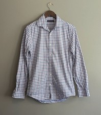 Tommy Hilfiger Size 15 Dress Shirt Mens Purple Check Slim Fit Stretch Medium