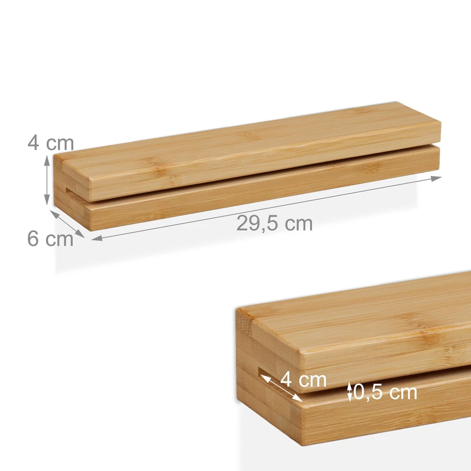 Key Holder Rack Shelf Tray Magnetic Storage Hallway Entrance Decor Bamboo 29.5cm - Image 4 of 4