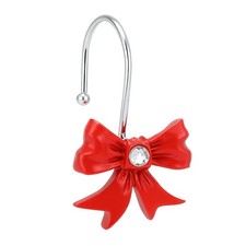 EleCharm Decorative Shower Curtain Hooks, 12PCS Bow Knot Hooks for Red
