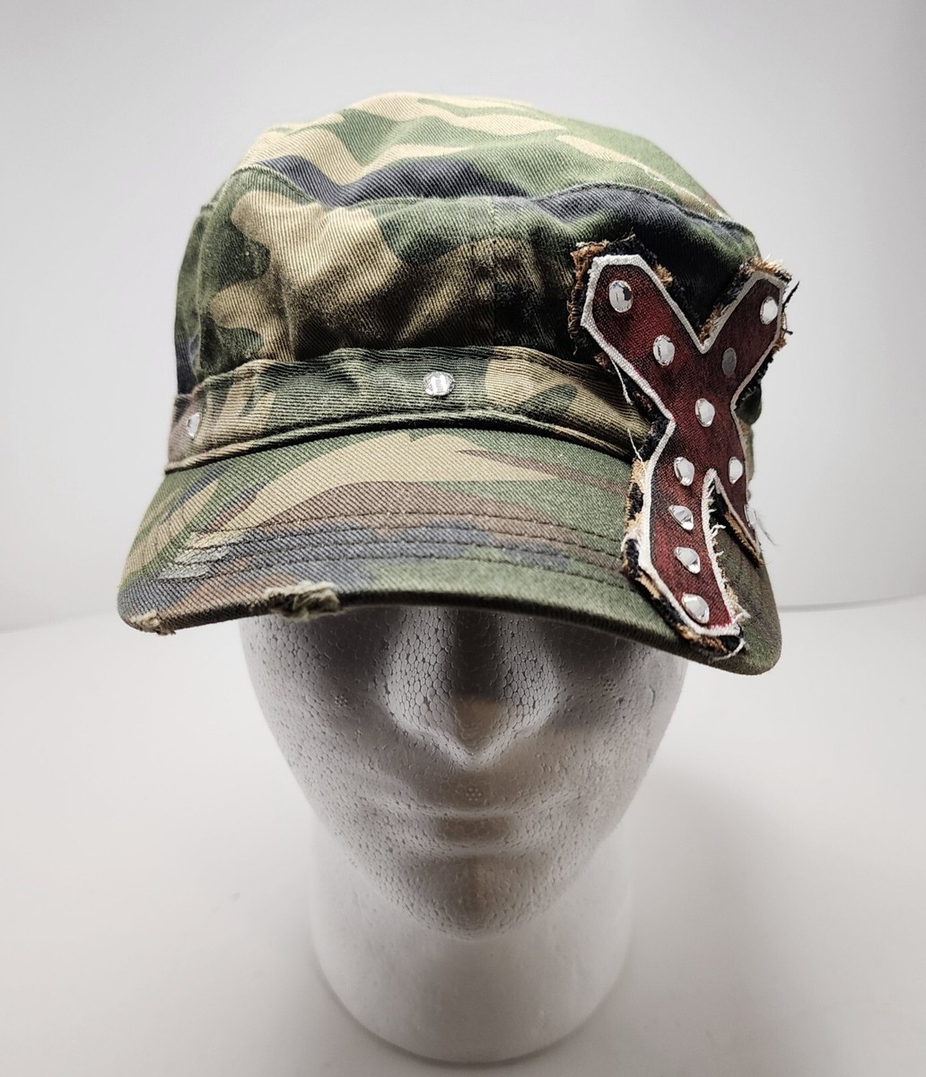Green Camo Womans District Threads Bam cap/hat with Cross