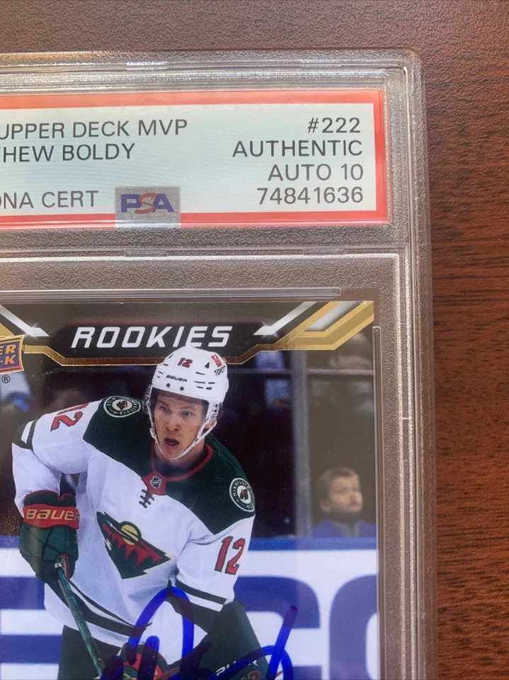 MATT BOLDY SIGNED 2022 UPPER DECK MVP ROOKIE AUTOGRAPHED HOCKEY CARD PSA 10 AUTO - Image 4 of 4