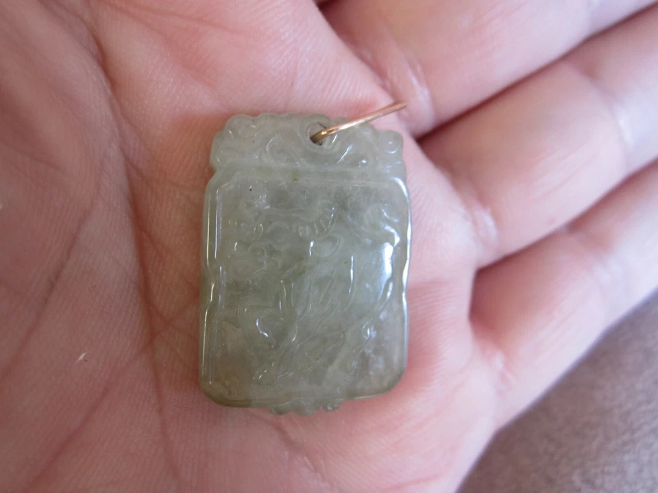 ANTIGUOS COLGANTES CHINOS JADE PLACA RECTANGULAR JADE Zodiaco Año del Buey Foto 2 de 4