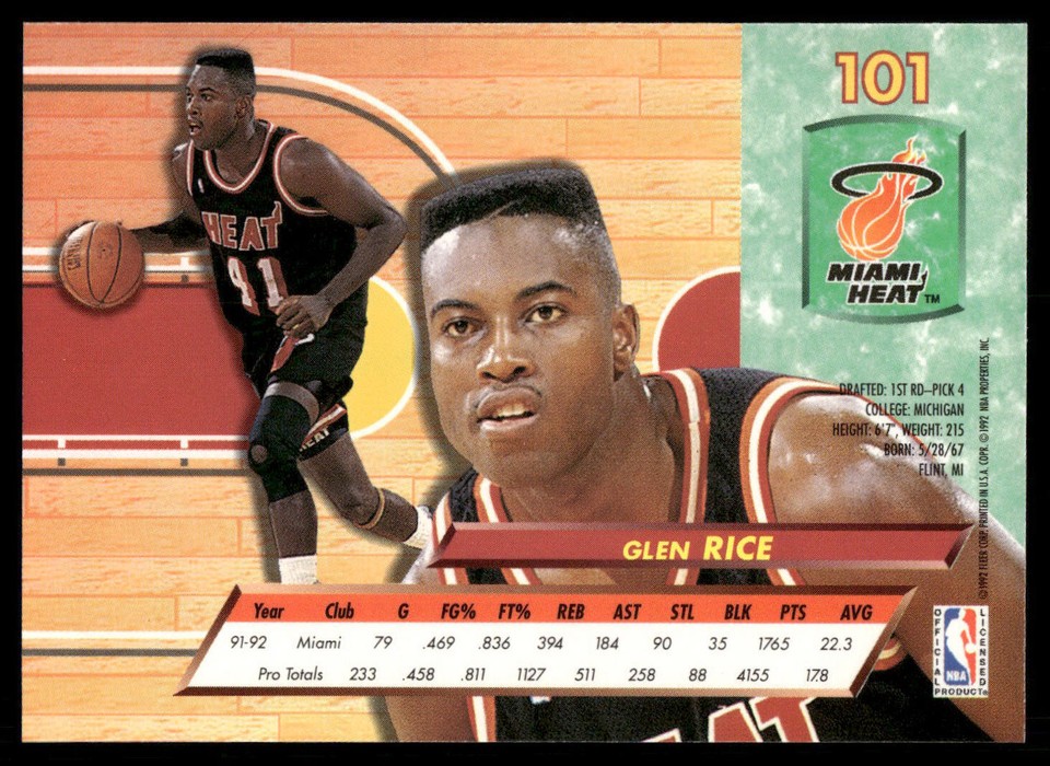 1992-93 Ultra #101 Glen Rice Miami Heat | eBay