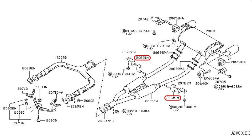 Colgador de tubo central Nissan OEM 20651-1CA0A Foto 3 de 4