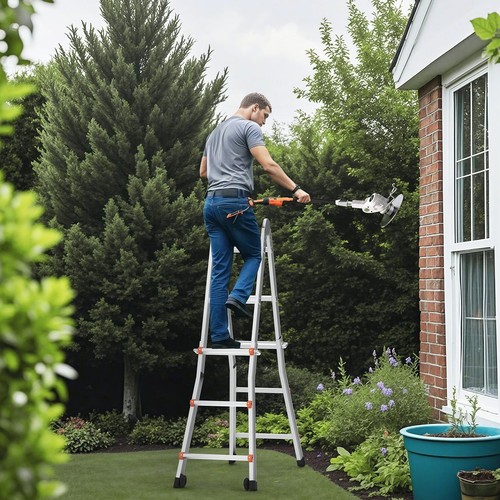 Telescoping Ladder A Frame 9.5 FT Extension Multi-Function for Homework - Picture 8 of 11