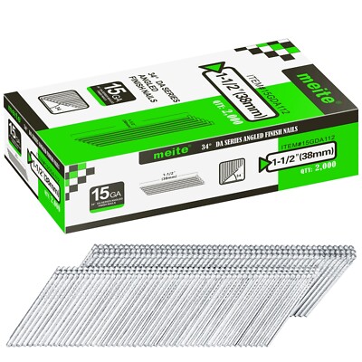 2,000 Counts meite 15 Gauge 34 Degree Angled Finish Nails 1-1/2'' Length DA Nails