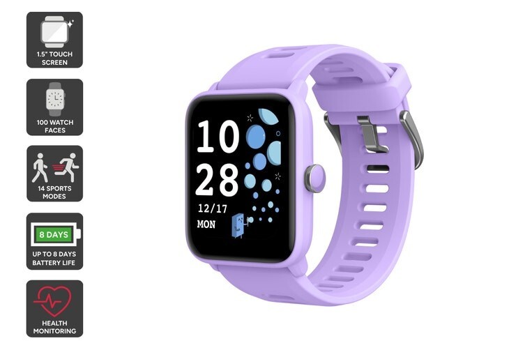 Kogan Kids Smart Watch Play 3 (Purple)with health tracking and fun customisation