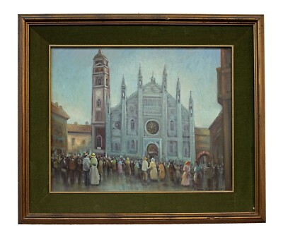 Oil painting on canvas ''The Cathedral of Monza'' by Francesco Grassi