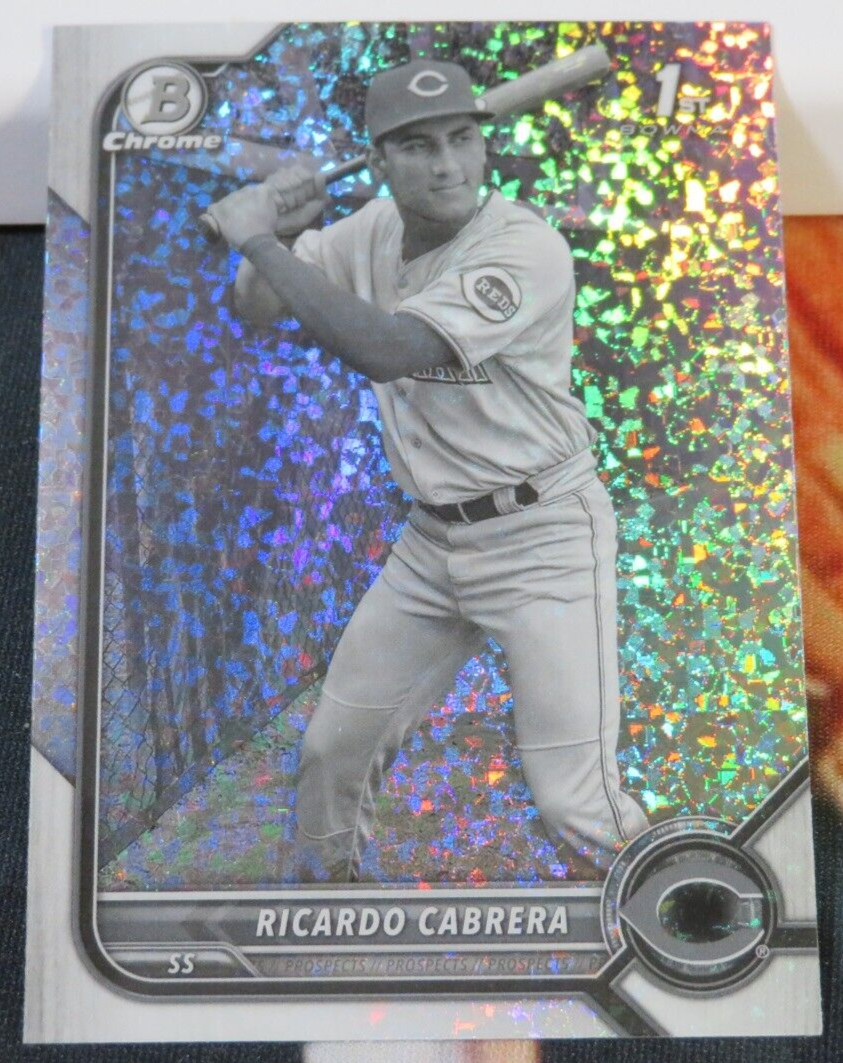 #6439 2022 BOWMAN CHROME RICARDO CABRERA 1ST #BCP158 BLACK & WHITE MINI DIAMOND