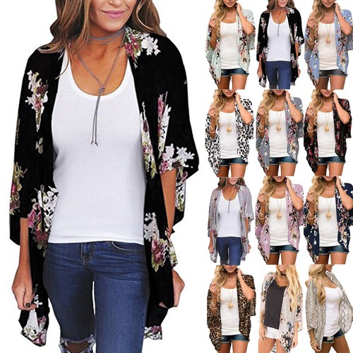 UK Womens Floral Cardigan Ladies Bell 