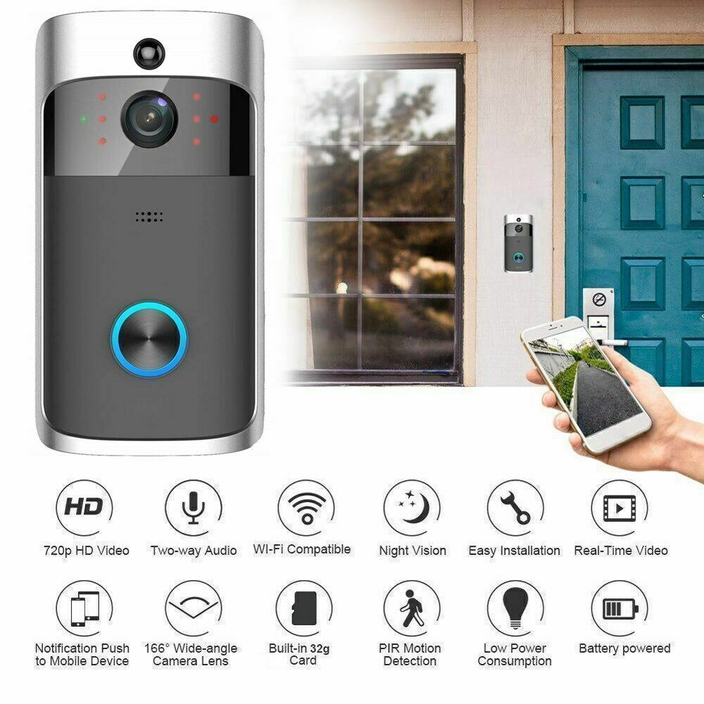 Wireless Smart WiFi DoorBell IR Video Visual Camera Intercom Home Security  Kit