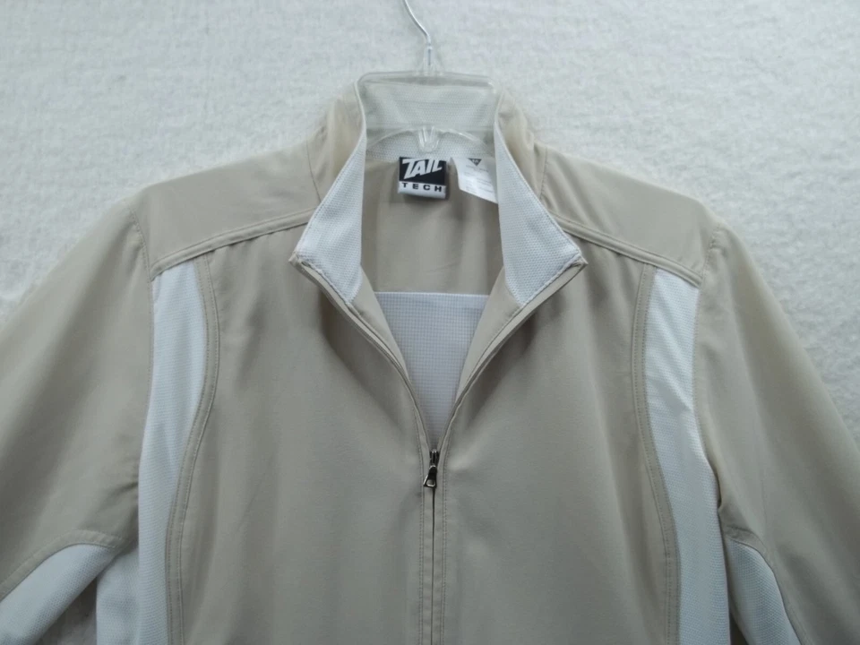 Tail Tech Womens Full Zip Jacket Long Sleeve Beige & White Lined Polyester Sz M - Image 2 of 4