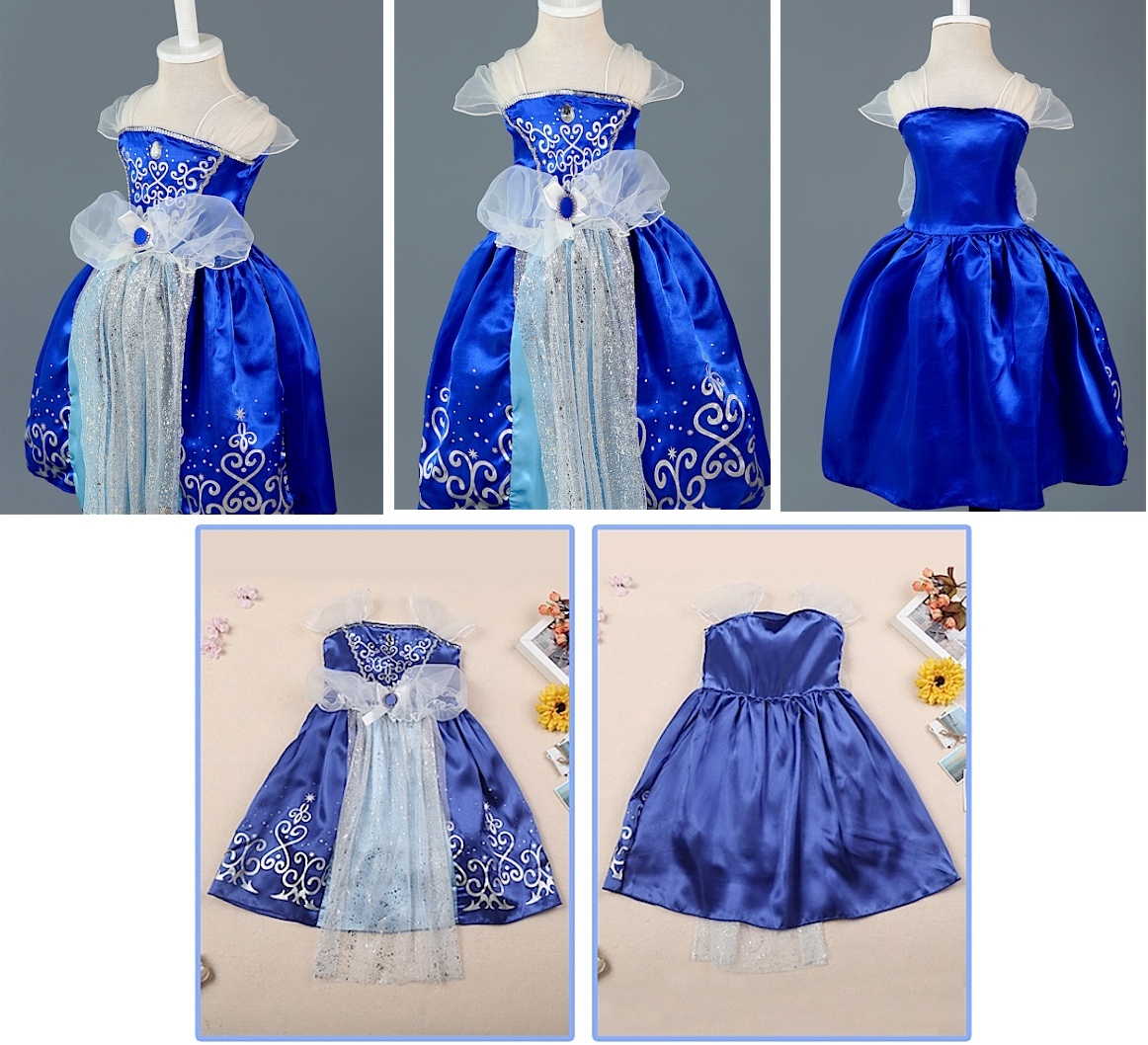 JerrisApparel Costume Cosplay Della Principessa Partito Ragazza Vestito Maxi Con Il Bello Diamante 150 Elsa Blu Con Accessori