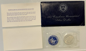 1971-S BLUE IKE EISENHOWER 40% SILVER DOLLAR.