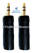 (2) 1/4 Female Jack to 3.5mm 1/8 Male Plug Stereo Headphone Audio Adapters GOLD