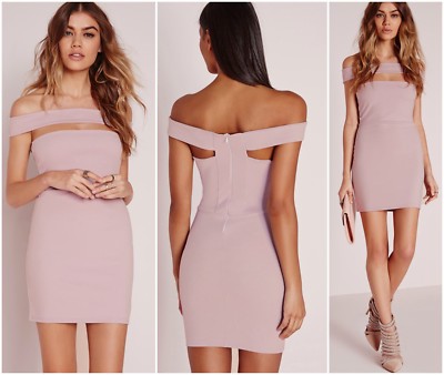 MISSGUIDED SEXY CUTOUT PANEL BARDOT BODYCON DRESS Sz 8 UK 12 NEW | eBay