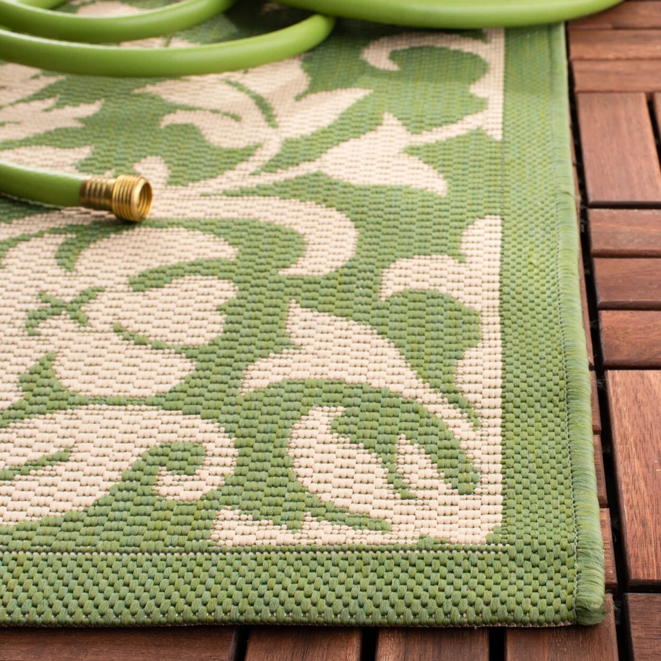 SAFAVIEH Outdoor CY3416-1E06 Courtyard Olive / Natural Rug - Image 4 of 4