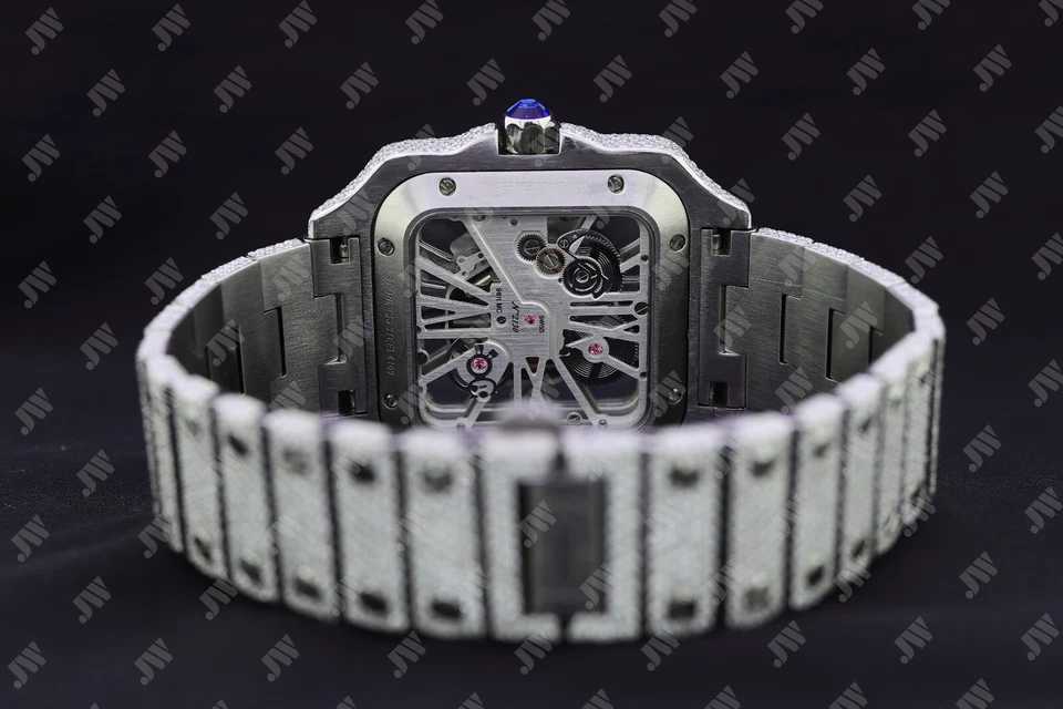 Reloj de cuarzo VVS1 D moissanita diamante acero inoxidable busto de lujo para hombre Foto 4 de 4
