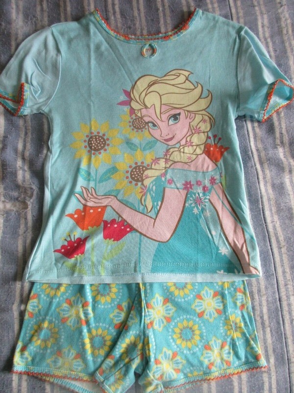 VGUC Disney Store Girls Size 8 Turquoise Frozen Summer PJ Set - CUTE!