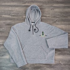 Dr Seuss THE SLY ONE Women's Large Grey Pullover Fleece Hoodie Boxy Cropped
