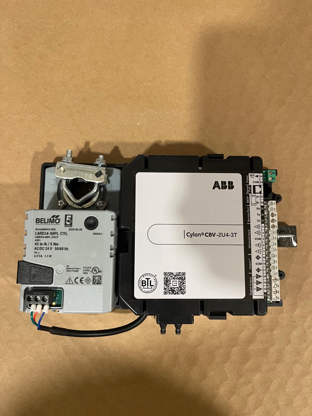 ABB Cylon CBV-2U4-3T-FA-IMP single-duct VAV controller with Acuator