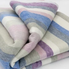 SOFT & WARM STRIPED ALPACA WOOL BLANKET QUEEN BED SOFA THROW PASTEL RAINBOW