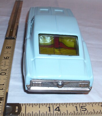 BANDAI FORD MUSTANG FASTBACK HT CAR TIN FRICTION TOY JAPAN IN BLUE