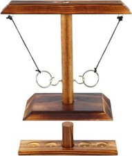 Hook and Ring Game Handmade Wooden Toss Game for Kids and Adults, Outdoor Indoor