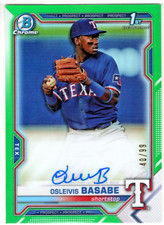 2021 Bowman Chrome Autographs Green Refractors #CPAOB Osleivis Basabe 40/99