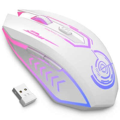 Wireless Gaming Mouse 7 LED Colors Rechargeable 10000 DPI 6 Buttons