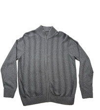 Perry Ellis Mens Grey sweater size L full zip