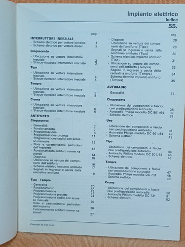 MANUALE ASSISTENZA TECNICA FIAT -INTERR. INERZIALE-ANTIFURTO-AUTORADIO - Foto 5 di 8