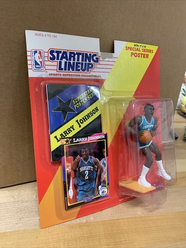 1992 Starting Lineup LARRY JOHNSON Basketball Figure w/ Poster Hornets Box 92 - Picture 3 of 7