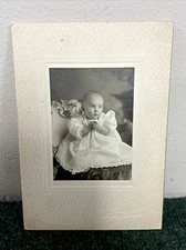 Vintage Baby Photo in White Dress, AH Langton, Thief River Falls, Minn.