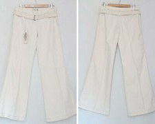 White wide leg jeans Palazzo pants Ivory Flare Long Denim Ivory Ecru Large size