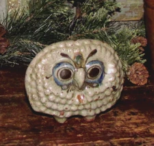 Vintage 1970s Tonala Mexico Ground Owl Ceramic Pottery Folk Art Hand Glazed