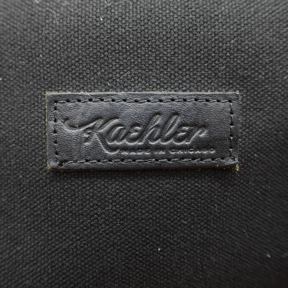 Kaehler Laptop Bag Black Canvas Pockets Shoulder Strap Brass Hardware Chicago - Image 2 of 4